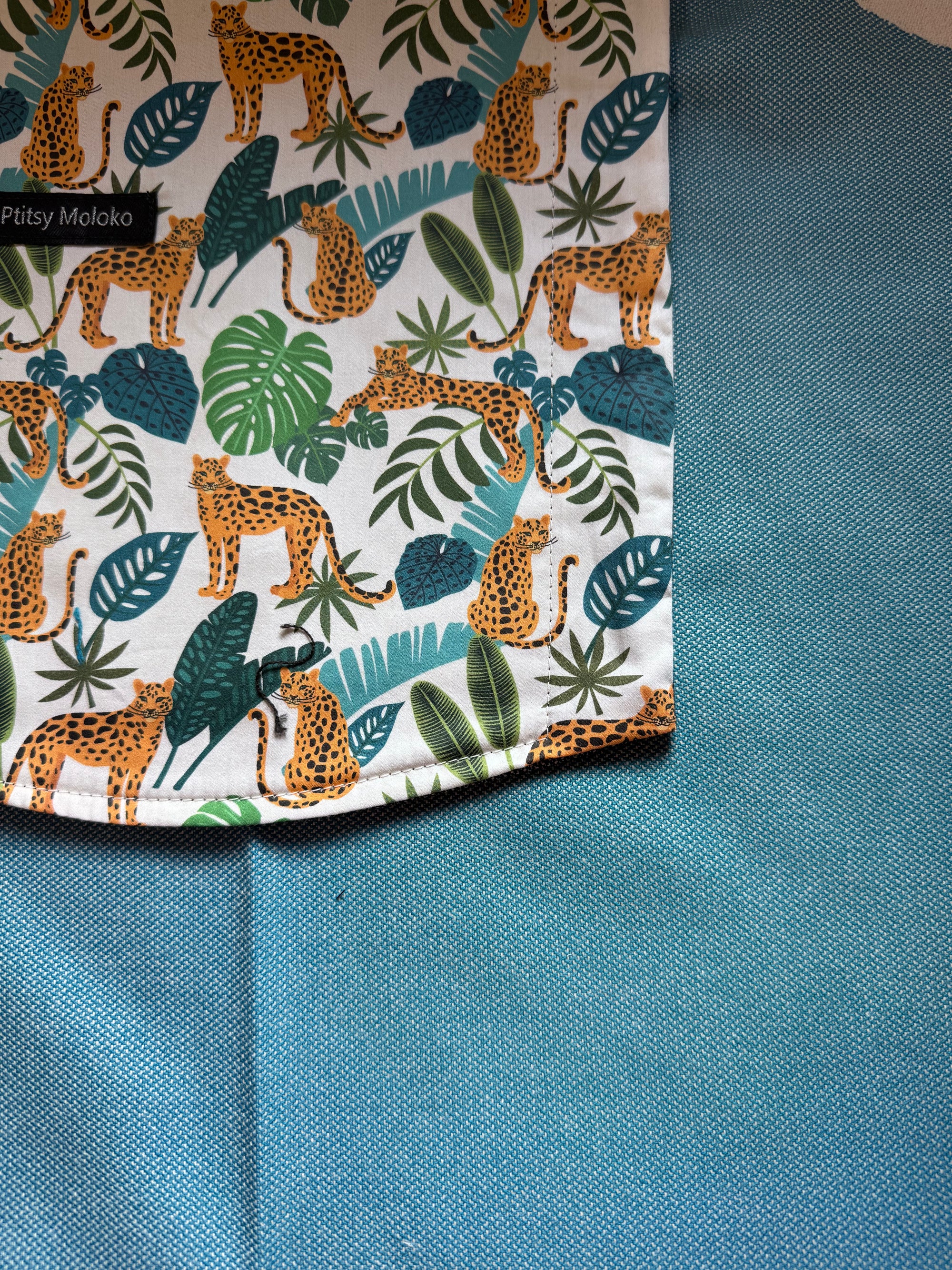 Commande personnalisée pour Maeva et Vincent- Jungle - Pticlip + protège bretelles - Bleu chiné